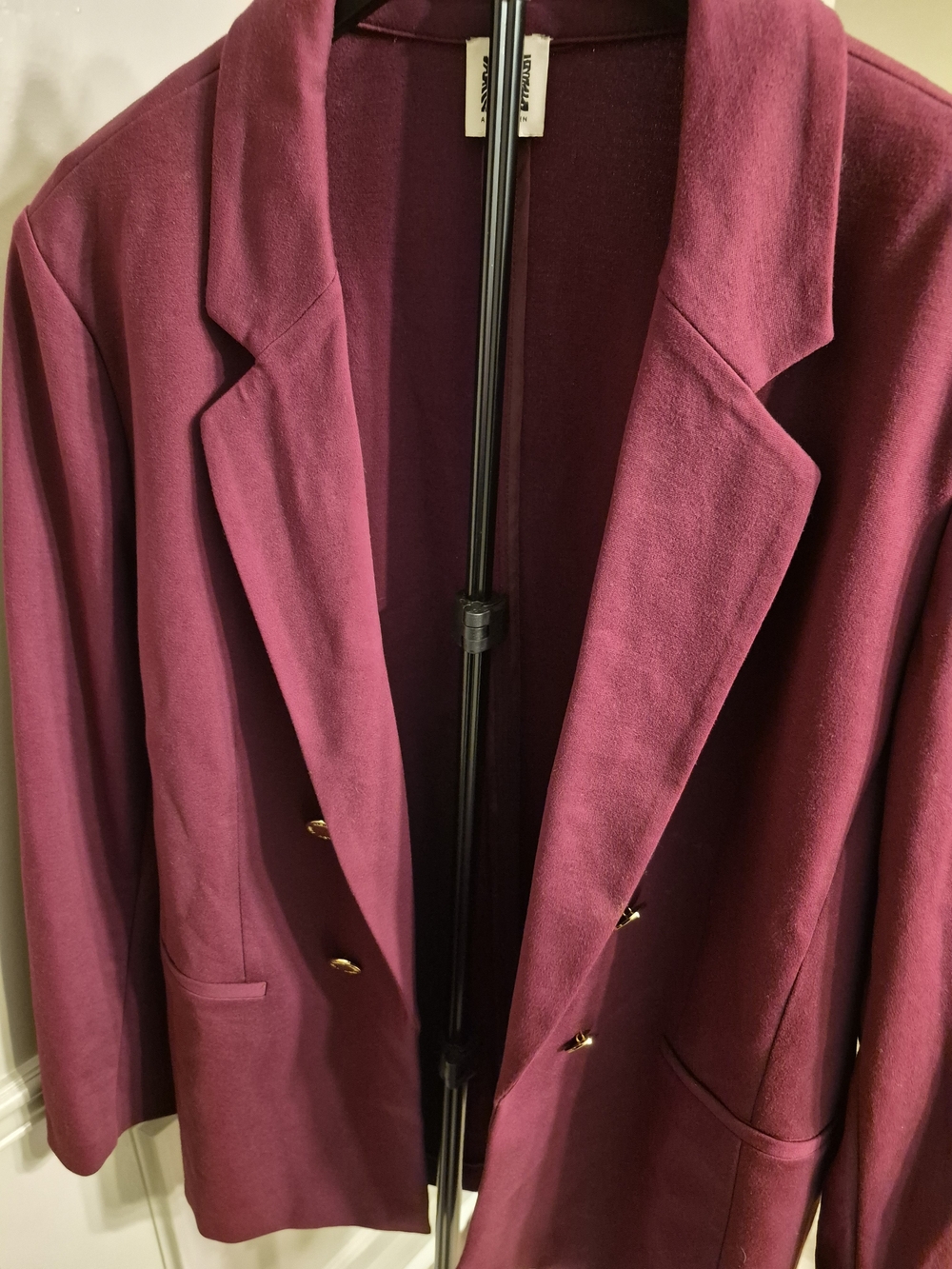 Anne Klein Burgundy Double Breast BLAZER size XL with Lion-Logo Tag